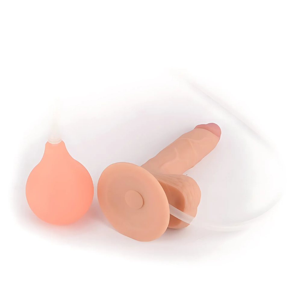 Dildo con ventosa stabile e corpo realistico appoggiato su superficie liscia