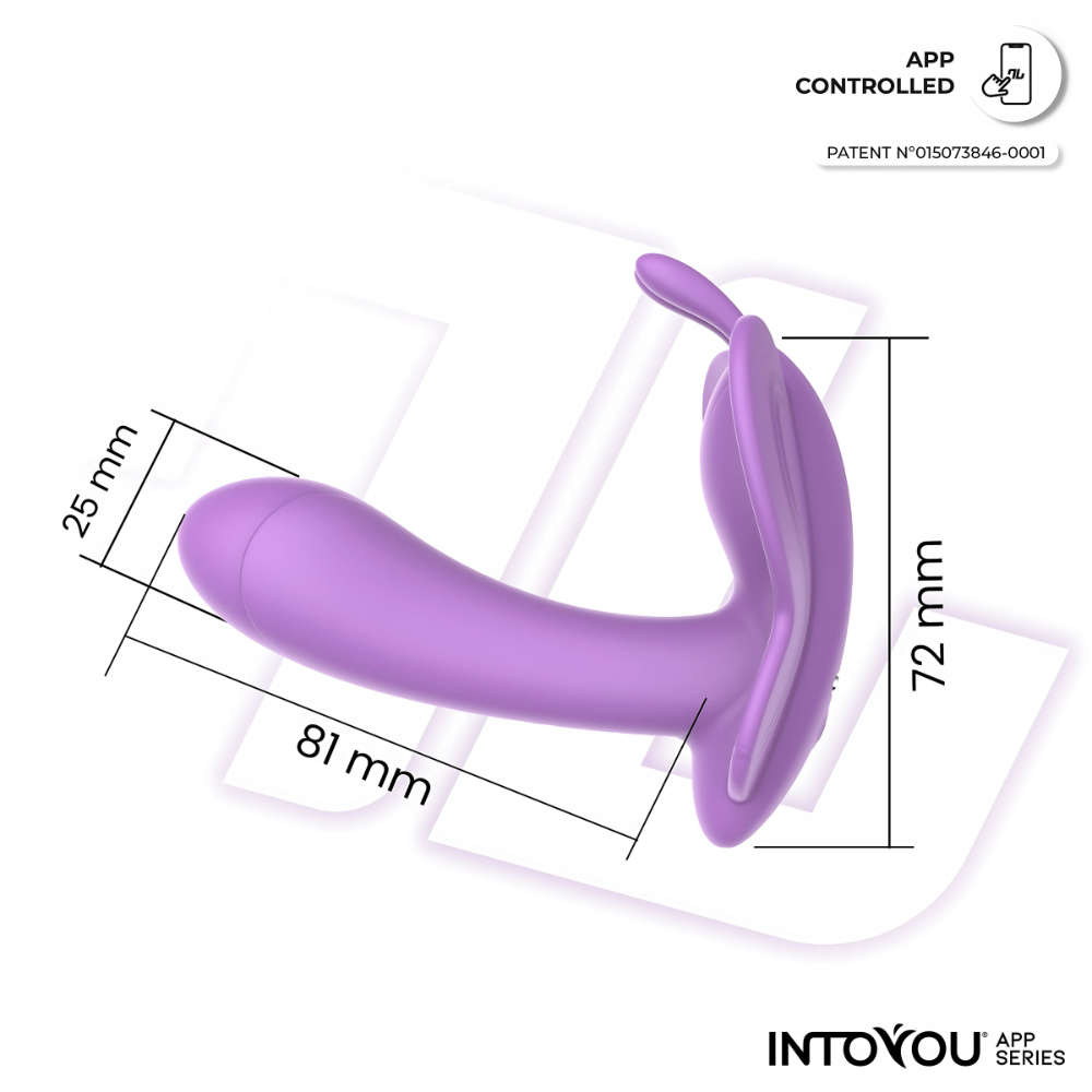 Misure del vibratore indossabile per punto G Wingy illustrate con precisione