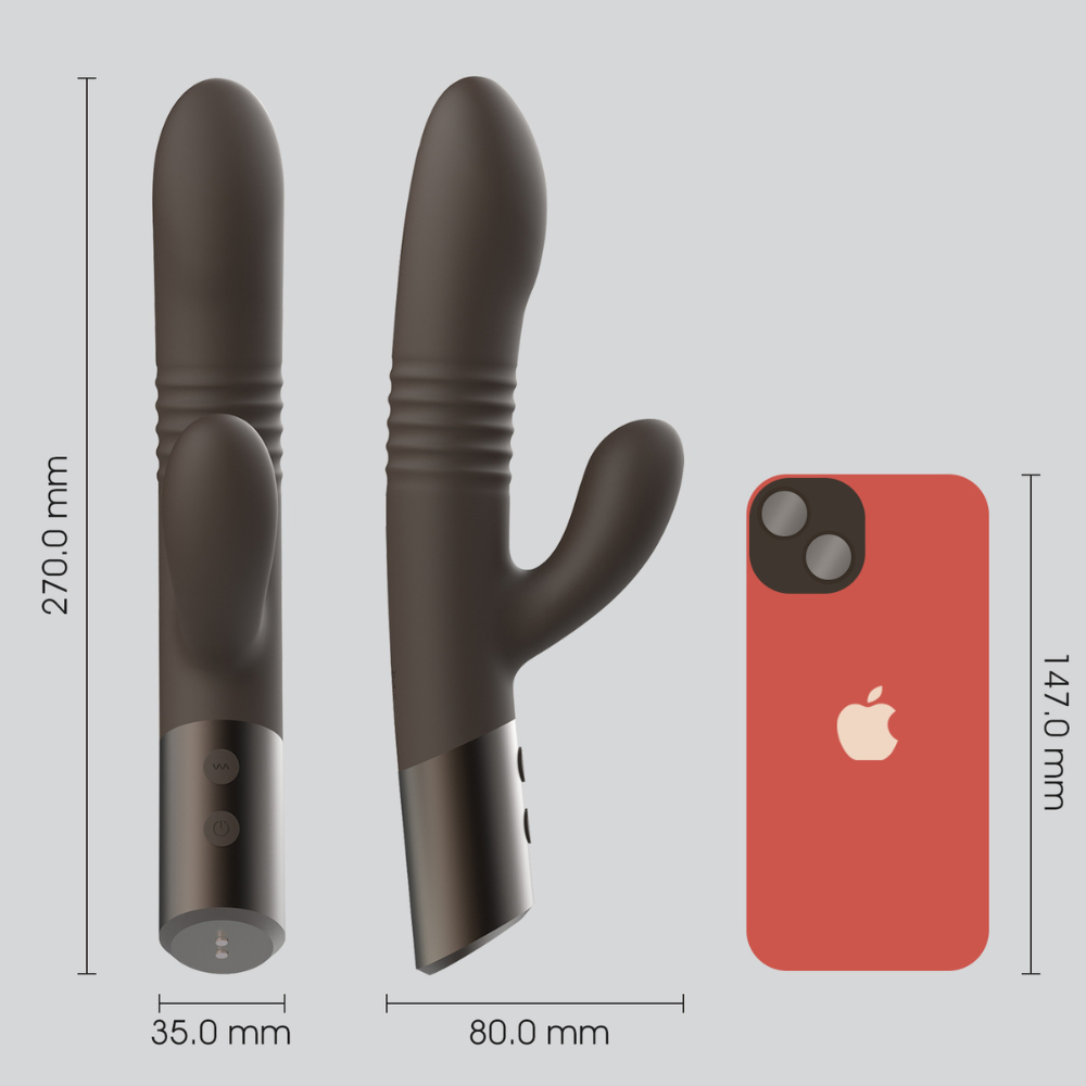 Dimensioni del vibratore rabbit Hailey a confronto con iPhone: un sex toy discreto e potente