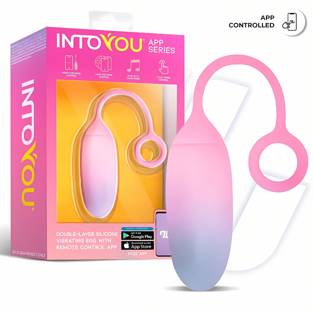 Ovetto vibrante IntoYou rosa e azzurro con confezione discreta