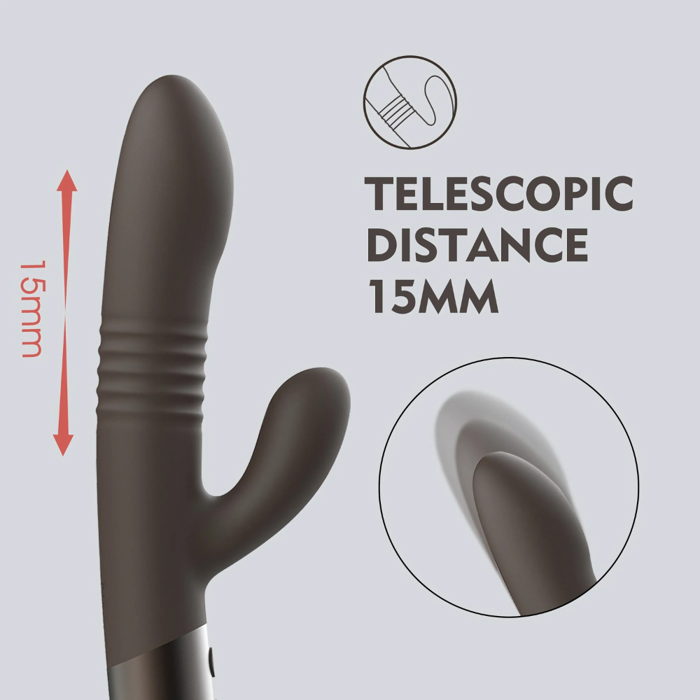 Vibratore rabbit telescopico con movimento thrusting fino a 15 mm: Hailey Sinsfactory