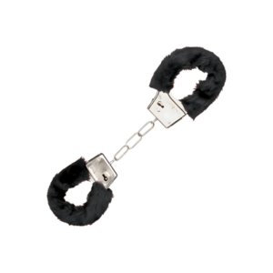 Manette erotiche classiche per sesso con pelliccia nera e chiusura di sicurezza