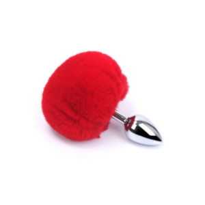Plug Anale in Metallo con Coda da Coniglietta – Nero o Rosso