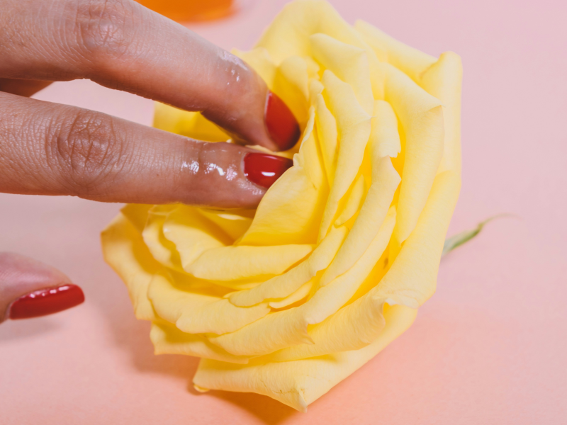 Tecnica tantrica del cerchio, usata nel massaggio Yoni: mani su un fiore che simboleggiano un tocco delicato sulla vulva